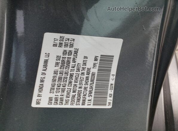 5FNRL6H76JB033901 2018 HONDA ODYSSEY Серый Вид подкапотного пространства