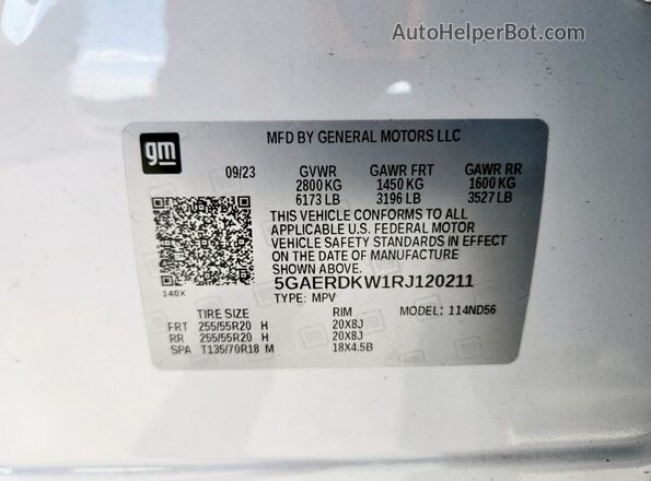 5GAERDKW1RJ120211 2024 BUICK ENCLAVE White 360 interior view