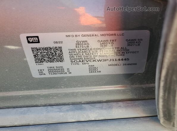 5GAEVCKW3PJ114445 2023 BUICK ENCLAVE Gray Панорамний вид салону 360°
