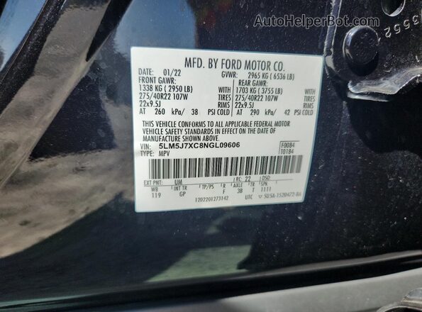 5LM5J7XC8NGL09606 2022 LINCOLN AVIATOR Черный Вид наклейки с VIN-кодом