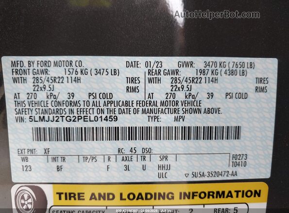 5LMJJ2TG2PEL01459 2023 LINCOLN NAVIGATOR Черный Вид подкапотного пространства