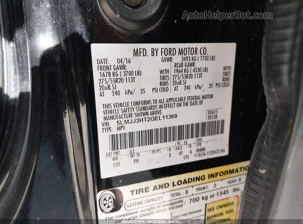 5LMJJ3HT2GEL11369 2016 LINCOLN NAVIGATOR L Black Vista del compartimento del motor