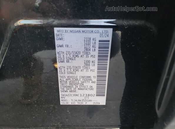 5N1AZ2CJ0RC123802 2024 NISSAN MURANO Black ძრავის განყოფილების ხედი