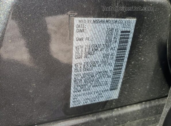 5N1AZ3CS1SC105488 2025 NISSAN MURANO Gray VIN կոդի պիտակի տեսք