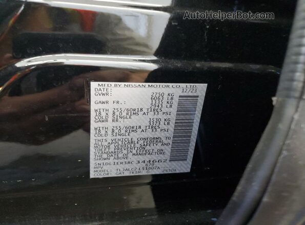 5N1DL1ER3RC344662 2024 INFINITI QX60 Black Widok naklejki z numerem VIN