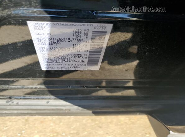 5N1DR2MN5JC674598 2018 NISSAN PATHFINDER Black Widok naklejki z numerem VIN