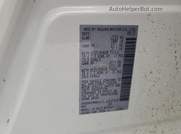 5N1DR2MN6JC603250 2018 NISSAN PATHFINDER Белый Вид подкапотного пространства