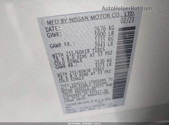 5N1DR3BCXPC245196 2023 NISSAN PATHFINDER Silver Engine compartment view