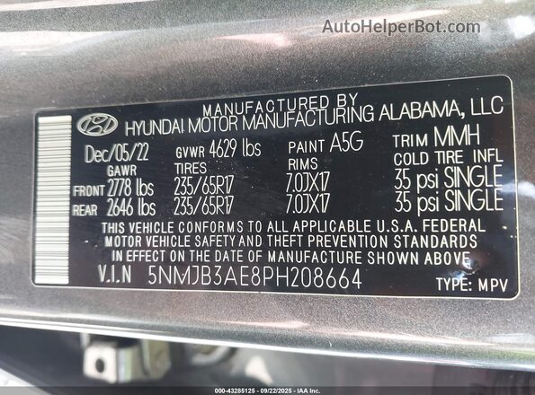 5NMJB3AE8PH208664 2023 HYUNDAI TUCSON Серый Вид подкапотного пространства