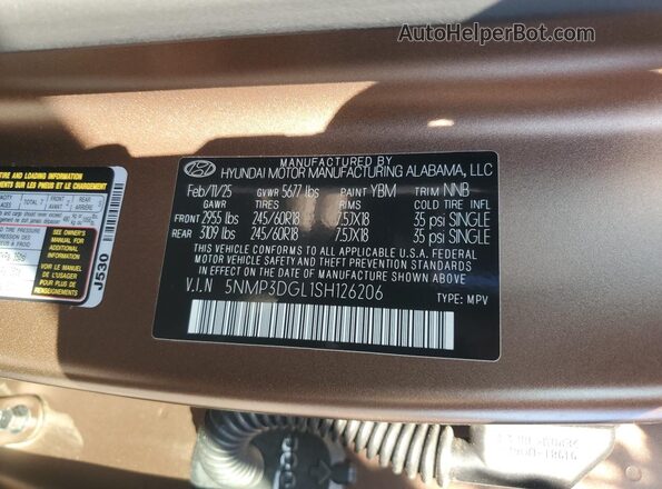 5NMP3DGL1SH126206 2025 HYUNDAI SANTA Brown სალონის 360-გრადუსიანი ხედი