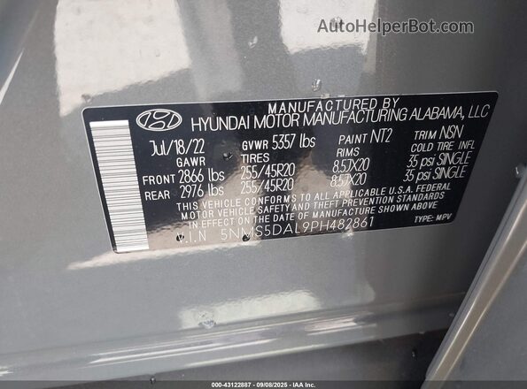 5NMS5DAL9PH482861 2023 HYUNDAI SANTA FE CALLIGRAPHY Gray Widok komory silnika