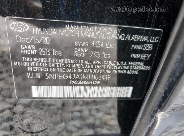 5NPEG4JA1MH103419 2021 HYUNDAI SONATA Black Вид підкапотного простору