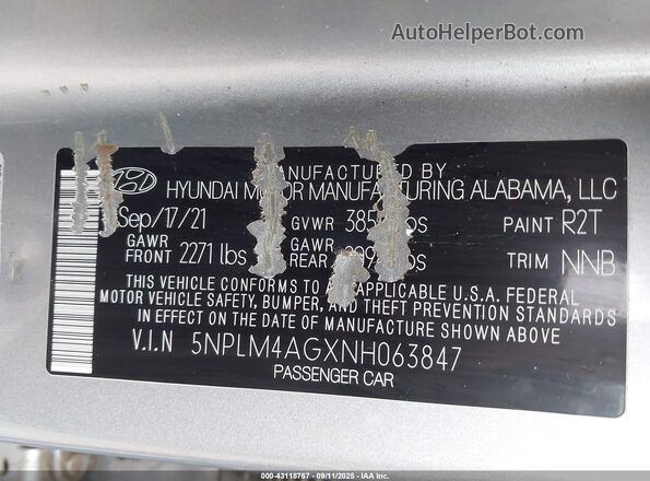 5NPLM4AGXNH063847 2022 HYUNDAI ELANTRA Серебряный Вид подкапотного пространства
