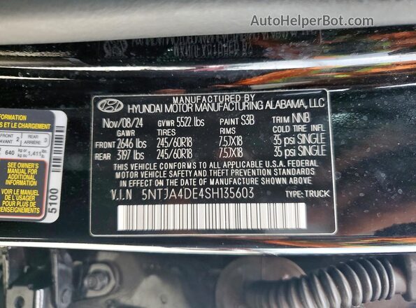 5NTJA4DE4SH135603 2025 HYUNDAI SANTA Black Engine compartment view