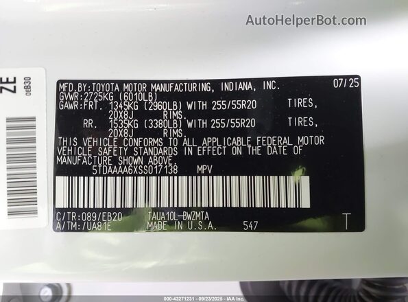 5TDAAAA6XSS017138 2025 LEXUS TX 350 White Շարժիչի բաժամունքի տեսք