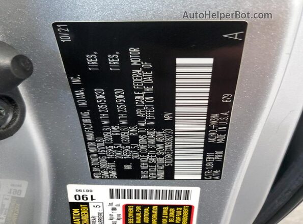 5TDDRKECXNS082720 2022 TOYOTA SIENNA Silver VIN კოდის სტიკერის ხედი