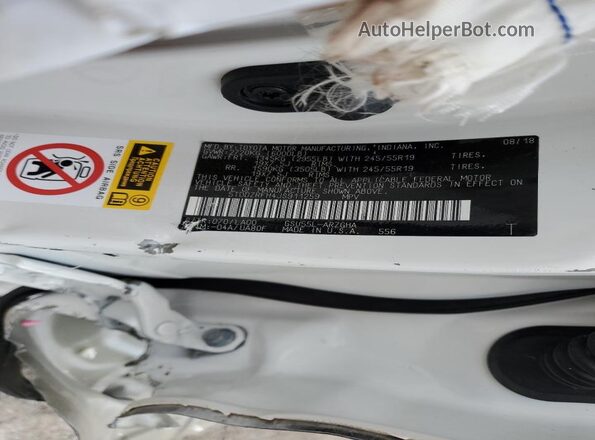 5TDDZRFH4JS911259 2018 TOYOTA LIMITED White Vista de la etiqueta del VIN