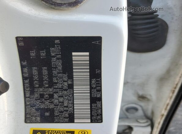 5TDKZRFHXJS547033 2018 TOYOTA HIGHLANDER White 360 interior view