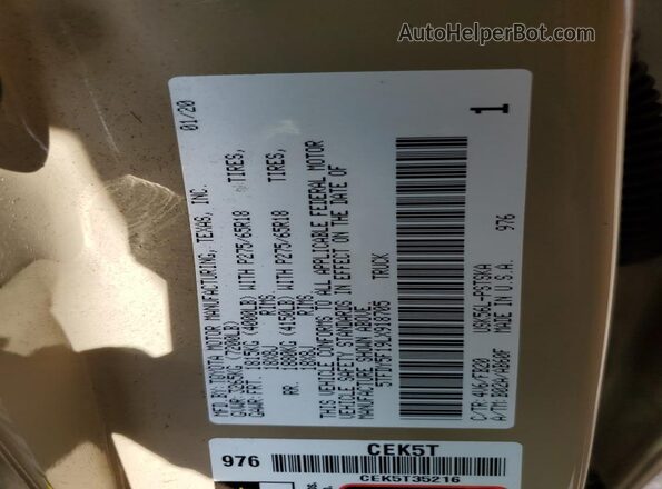 5TFDY5F19LX918705 2020 TOYOTA TUNDRA Желто-коричневый Вид наклейки с VIN-кодом