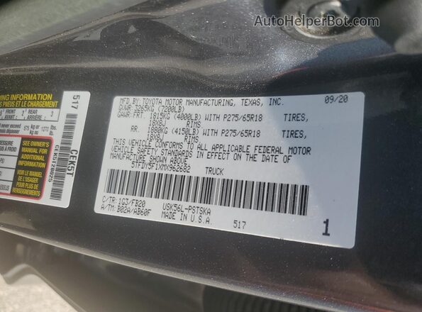 5TFDY5F1XMX962682 2021 TOYOTA TUNDRA Gray Вид підкапотного простору