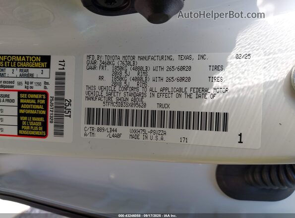 5TFMC5DB3SX095620 2025 TOYOTA TUNDRA HYBRID Белый Вид подкапотного пространства