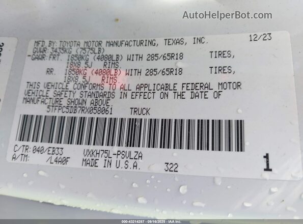 5TFPC5DB7RX058061 2024 TOYOTA TUNDRA HYBRID Белый Вид подкапотного пространства