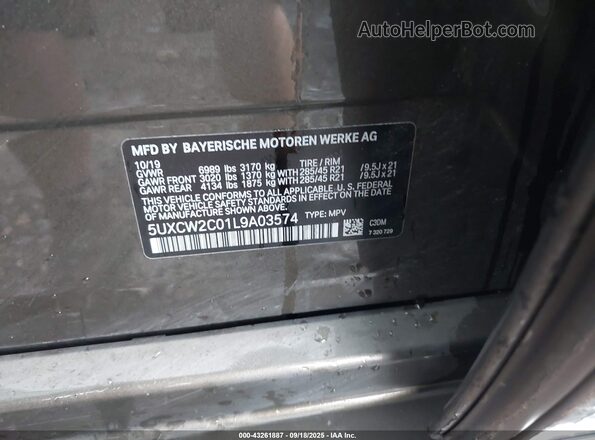 5UXCW2C01L9A03574 2020 BMW X7 Gray Widok komory silnika