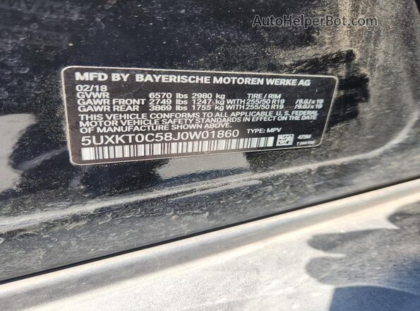 5UXKT0C58J0W01860 2018 BMW X5 Черный Панорамный вид салона 360°