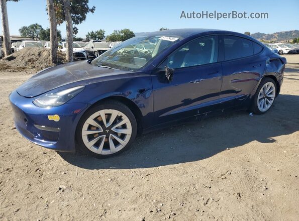 5YJ3E1EB3NF189850 2022 TESLA MODEL Blue Vista tres cuartos delantera izquierda
