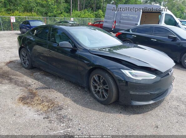 5YJSA1E68MF453413 2021 TESLA MODEL S Черный Передняя правая четверть