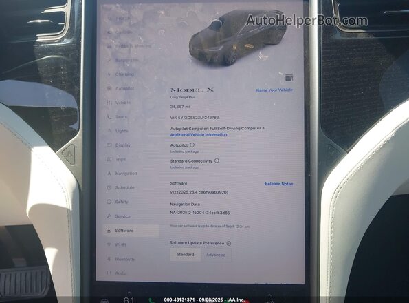 5YJXCBE23LF242783 2020 TESLA MODEL X Черный 