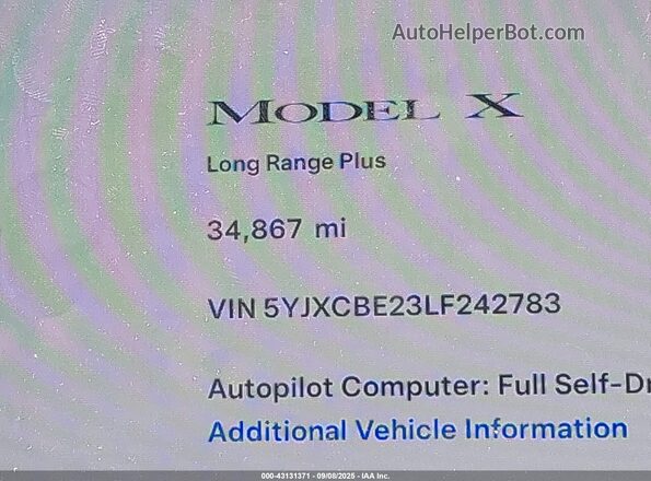 5YJXCBE23LF242783 2020 TESLA MODEL X Черный 