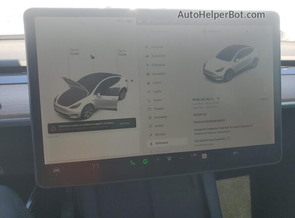 5YJYGDEE5MF181937 2021 TESLA MODEL White Vista del cuadro de instrumentos