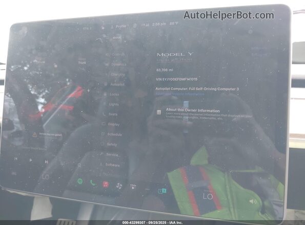 5YJYGDEF0MF141015 2021 TESLA MODEL Y Red Вид задніх сидінь