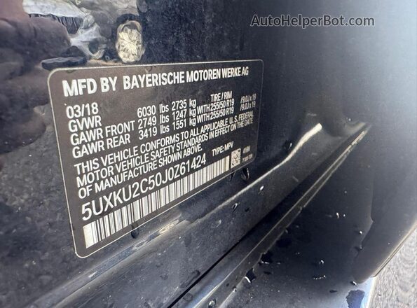 5UXKU2C50J0Z61424 2018 BMW X6 Black Rear interior view