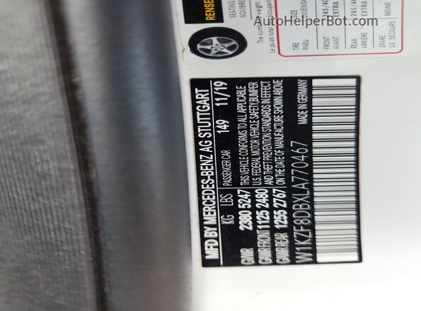 W1KZF8DBXLA770467 2020 MERCEDES-BENZ E Белый Вид наклейки с VIN-кодом