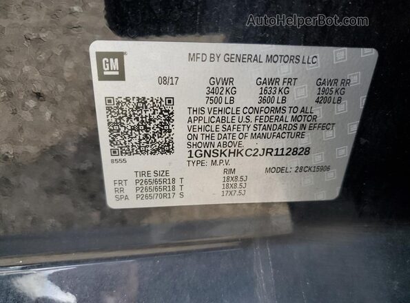 1GNSKHKC2JR112828 2018 CHEVROLET SUBURBAN Black Սալոնի 360 աստիճան տեսք