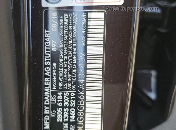 WDDUG8GB6KA437409 2019 MERCEDES-BENZ S Black Rear seats view