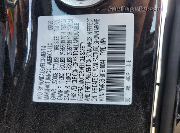 7FARS6H90TE010044 2026 HONDA CR-V Black Вид наклейки з VIN-кодом