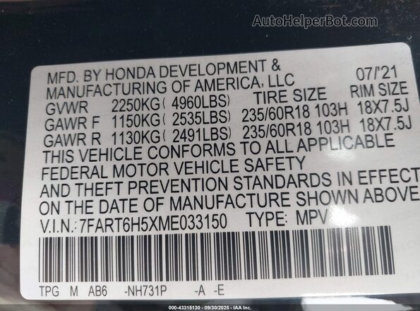 7FART6H5XME033150 2021 HONDA CR-V HYBRID  Вид подкапотного пространства