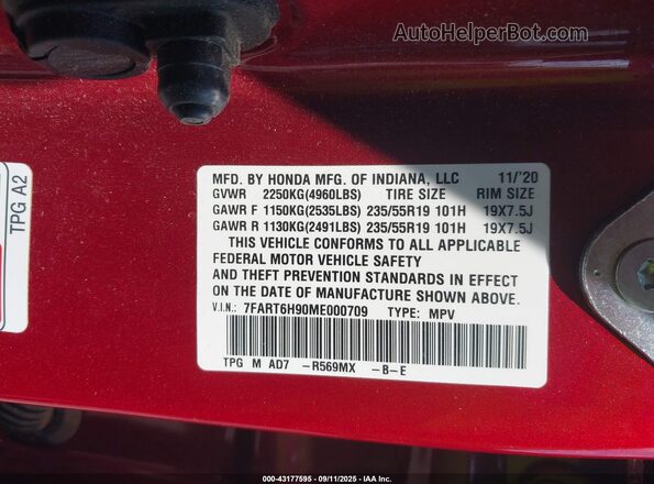 7FART6H90ME000709 2021 HONDA CR-V HYBRID Red Widok komory silnika