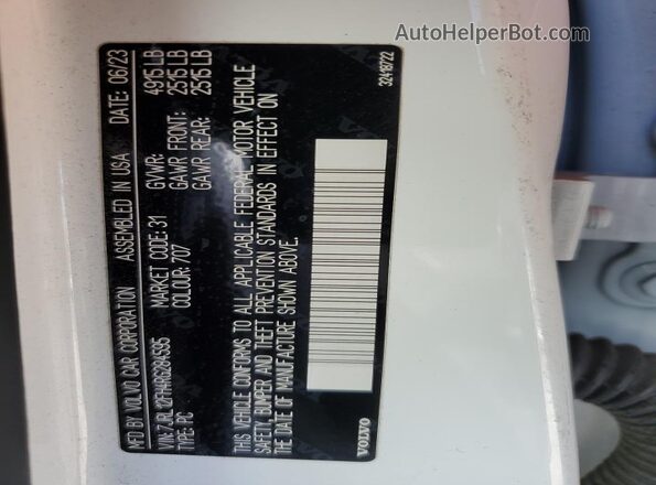 7JRL12FH4RG284595 2024 VOLVO S60 White Engine compartment view