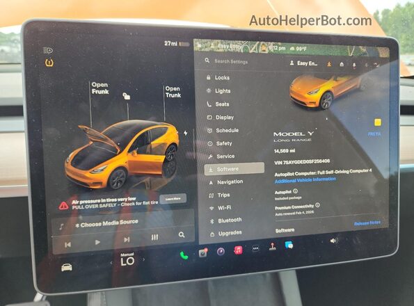 7SAYGDED0SF256406 2025 TESLA MODEL Красный Вид щитка приборов