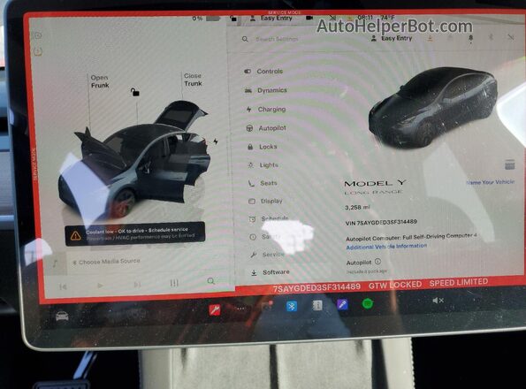 7SAYGDED3SF314489 2025 TESLA MODEL Серый Вид щитка приборов