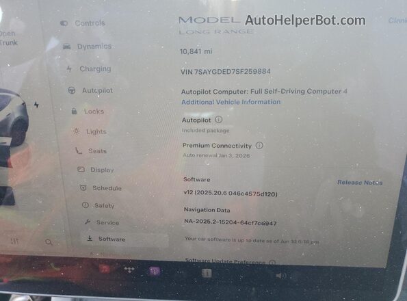 7SAYGDED7SF259884 2025 TESLA MODEL Серый Вид щитка приборов