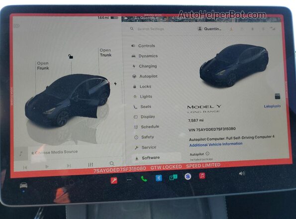7SAYGDED7SF315080 2025 TESLA MODEL Gray Սարքավորումների վահանակի տեսք
