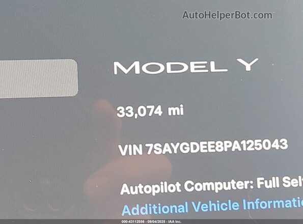 7SAYGDEE8PA125043 2023 TESLA MODEL Y White Вид задніх сидінь