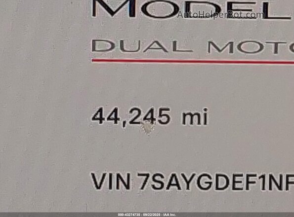 7SAYGDEF1NF509934 2022 TESLA MODEL Y Red 