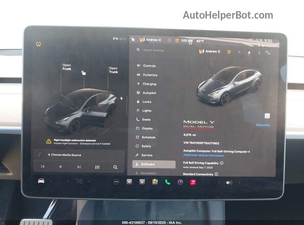 7SAYGDEF7SA371602 2025 TESLA MODEL Y Black უკანა სავარძლების ხედი