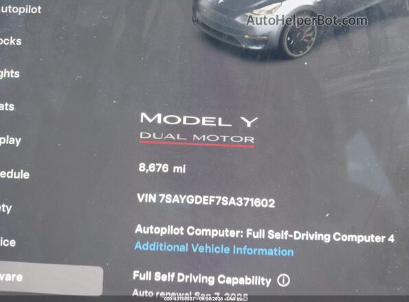 7SAYGDEF7SA371602 2025 TESLA MODEL Y Black სალონის 360-გრადუსიანი ხედი